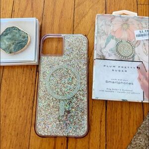Glitter Phone Case with Ring Holders-Rose Gold Sparkle